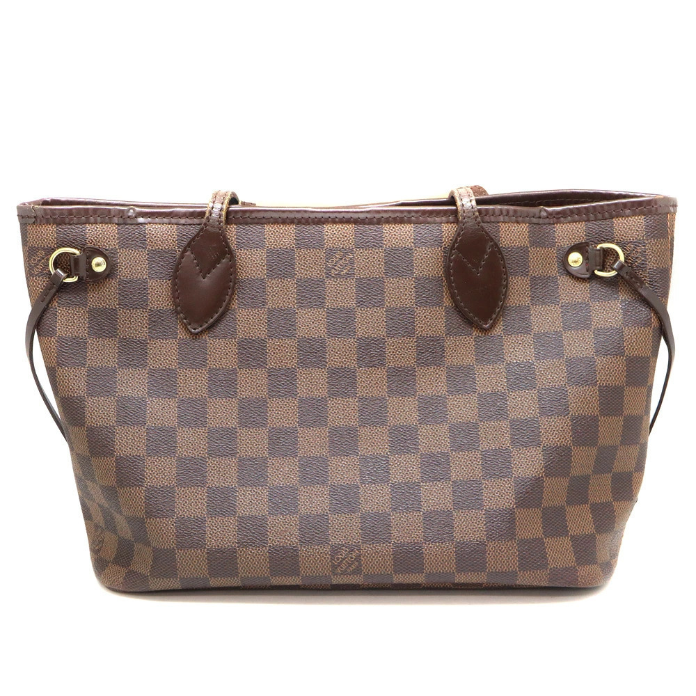 Louis Vuitton Canvas Tote Bag Ebene Damier Neverfull Brown LV